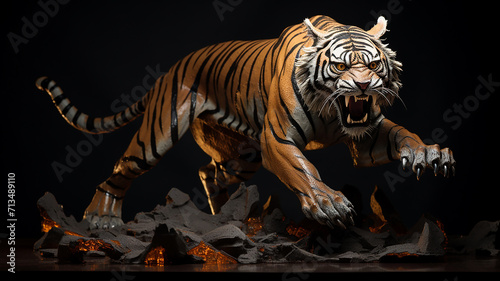 tiger in armor with a sword and a sword generative ai © Sikha