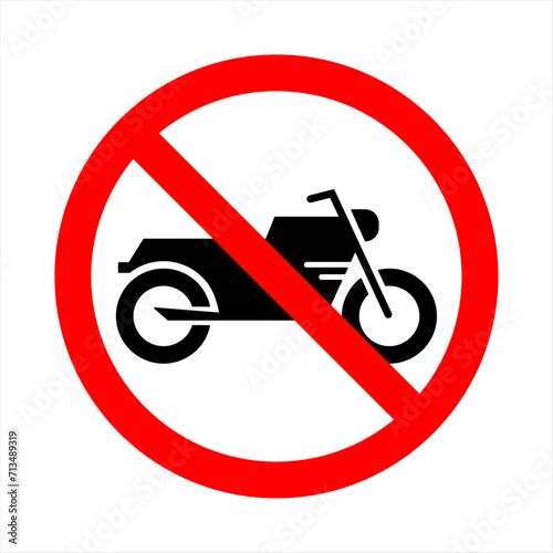 Classic motor bike icon with ban symbol. Ban moped delivery zone black silhouette icon. Fast motorcycle red stop circle symbol. No allow motor cycle road sign. Motor bike prohibited - Vector Icon