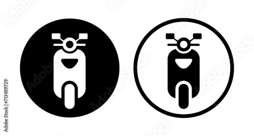 Modern motor scooter icon set in black color in circle. Motor scooter front view vector icon isolated - Vector Icon