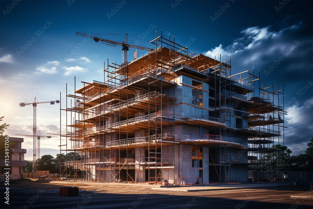 building under construction, construction site engineering