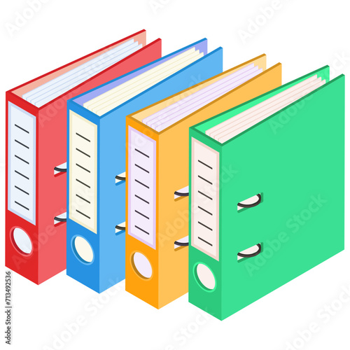 Isometric row of folders