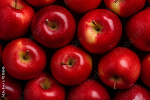 apples red fresh ripe, many, in bulk, close-up background