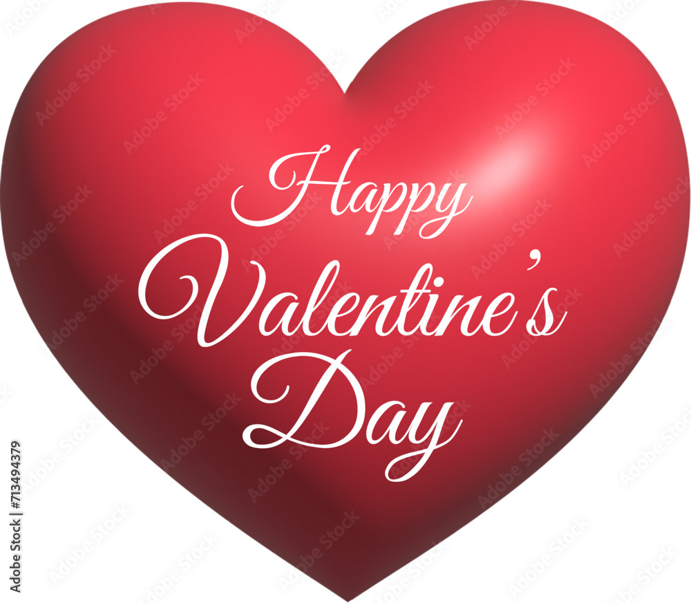 big red 3d heart with wording happy valentine day, clip art