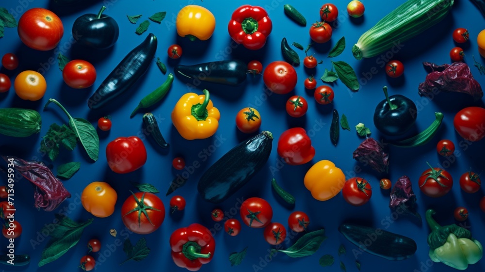 A photographic pattern of production on a blue background Ai generated art A photographic pattern of production on a blue background Ai generated art