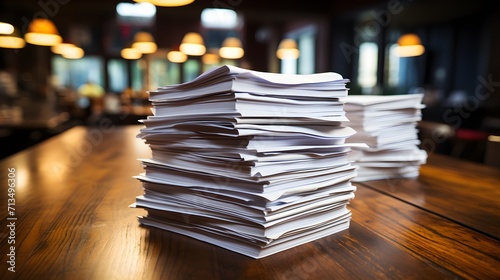 stack of papers on wooden table