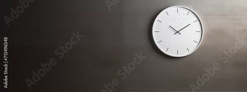 Clock on a black wall. White watch
