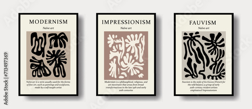 Abstract groovy botanical poster in modern trendy minimalist style. Hand drawn prints for wallpaper, wall decor, fabric, postcard, cover.