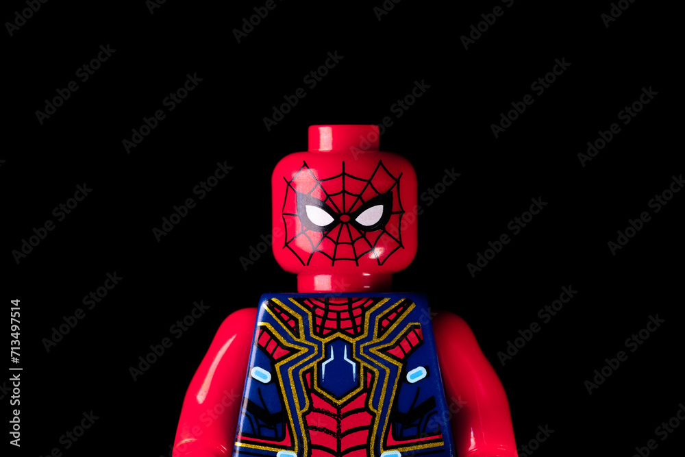 Naklejka premium LEGO Marvel's Spider-Man on a black background