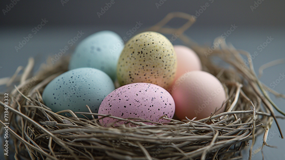 Easter Egg Nest With Pastel Colors