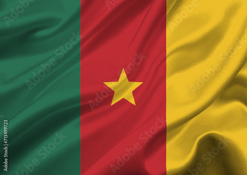 Cameroon flag waving in the wind.