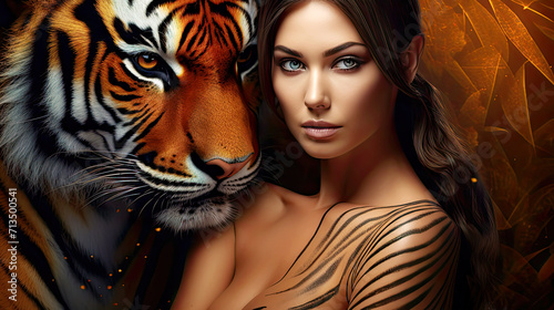 Tiger Queen. Generative AI, non-existent person.	