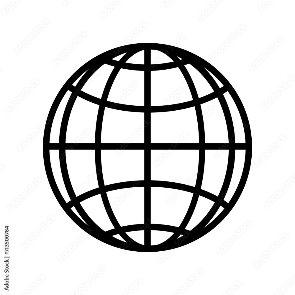 Flat globe earth worldwide international icon symbol. Simple line wireframe planet sign. Isolated on white backgound vector illustration design Flat globe earth worldwide international icon symbol. Simple line wireframe planet sign. Isolated on white backgound vector illustration design