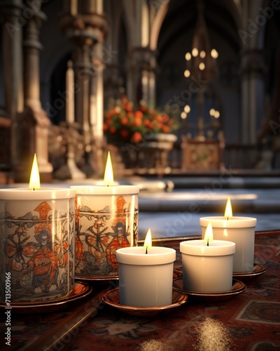 Christian decor pillar candles set holder picture