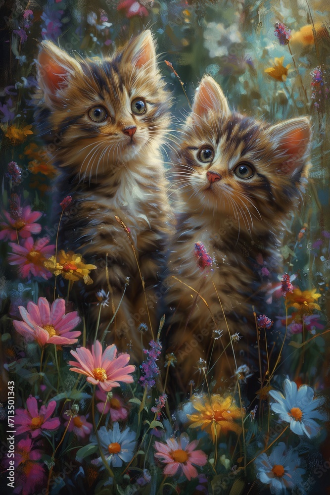 2 kittens in a garden