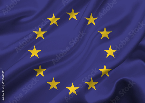 European union flag waving in the wind.