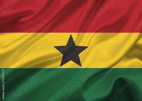 Ghana flag waving in the wind.