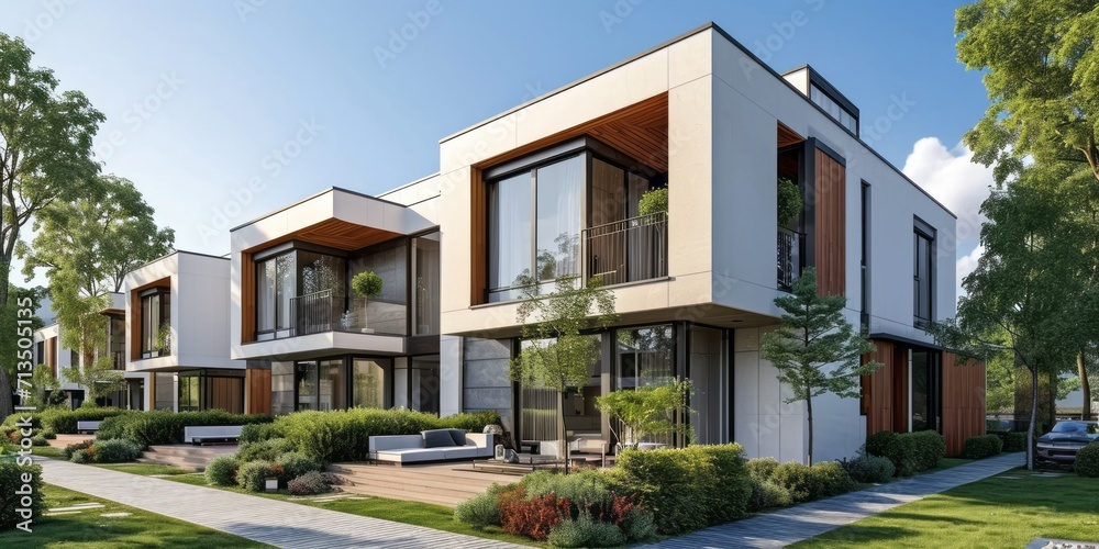 Fototapeta premium Style model house, Exterior atmosphere, luxurious, renderings, architecture.