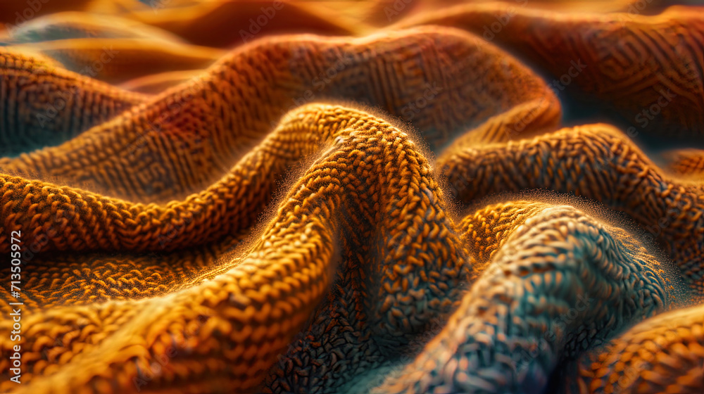 A photograph of the texture of a woolen blanket is as if created in order to drown in it, enjoying A photograph of the texture of a woolen blanket is as if created in order to drown in it, enjoying