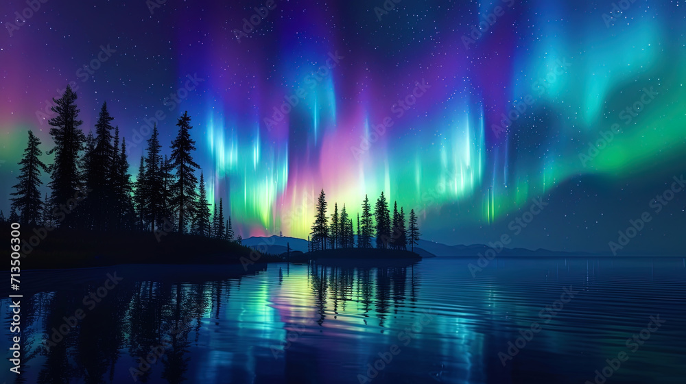 Dragonflies of light float around heaven in the night dance symphony of the northern lights