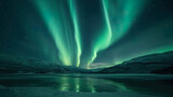 The light lines of the northern lights are intertwined in heaven, creating a phantasmagoric patter