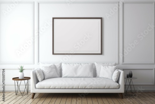White Couch and Picture Frame in Living Room