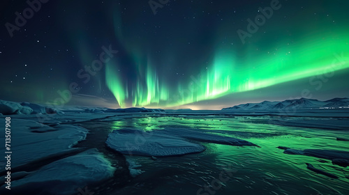 The northern lights like a light veil, extending along the night horizons, creating a heavenly glo © JVLMediaUHD