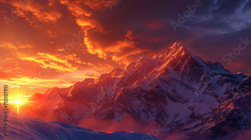 The orangepink sunset creates the illusion of fire mountains rising from the ground in the last ra