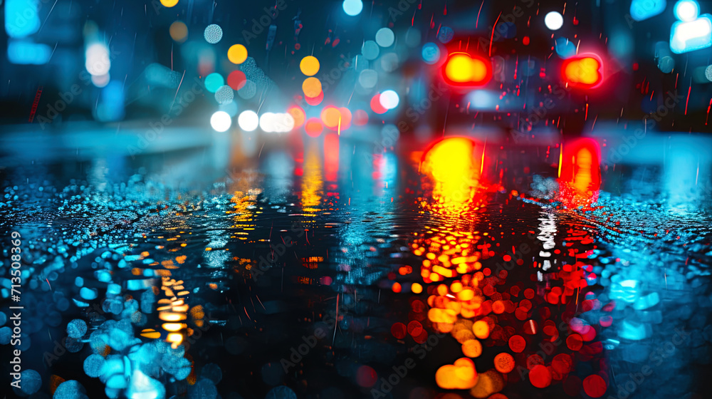 The serenity of the night city is reflected in the wet asphalt, as if in his eyes