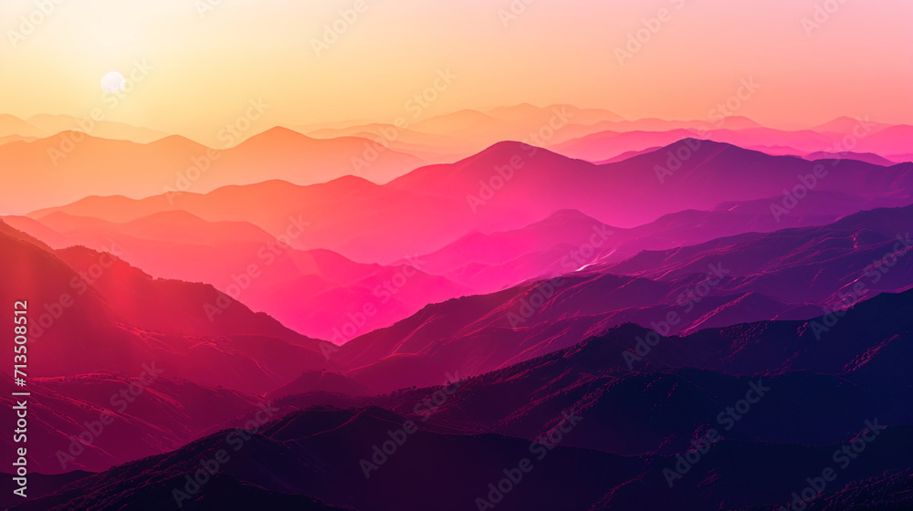 The sun's rays play on the mountains, staining them in the shades of coral and purple, like a magn