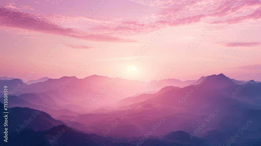 The sun, going beyond the horizon, gave the mountains a soft light in the shades of pink and laven