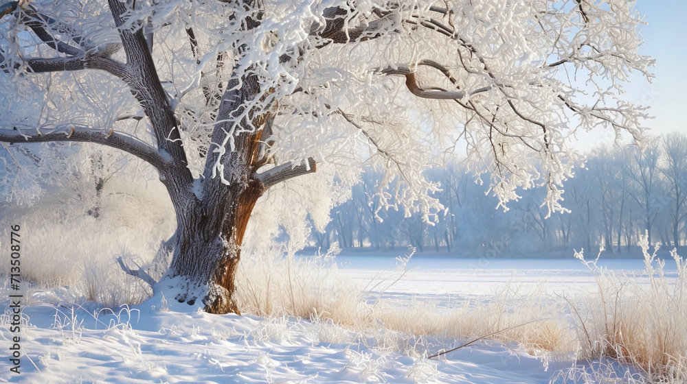 The texture of the winter tree in the photo is like a gift of nature, wrapped in a soft veil of sn The texture of the winter tree in the photo is like a gift of nature, wrapped in a soft veil of sn