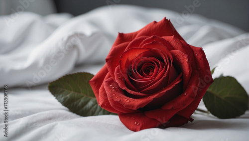 Beautiful Rose on the Bed Romantic Date Valentines Day 