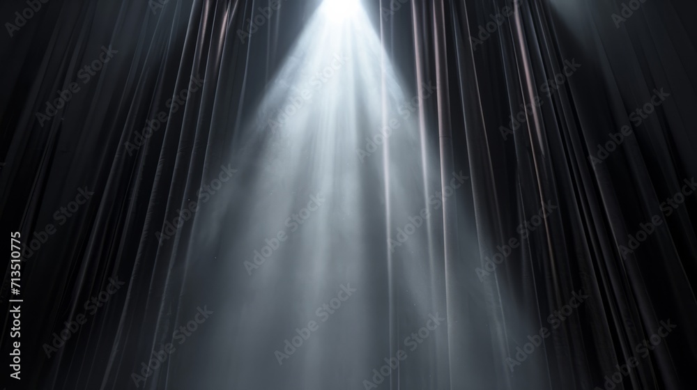 Mystical theater curtains with heavenly light streaming through Mystical theater curtains with heavenly light streaming through
