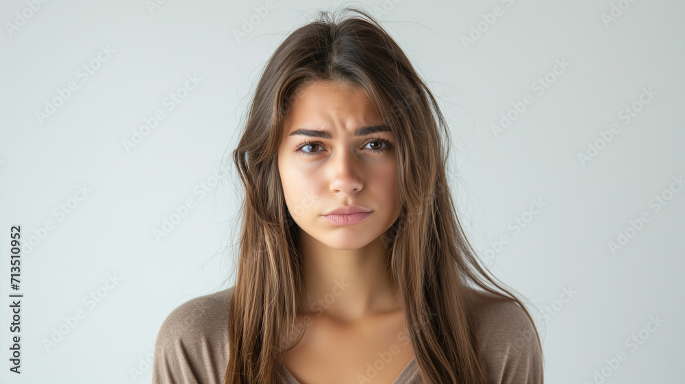 Pensive Young Woman with Wistful Expression