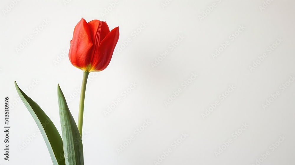 A one stem tulip flower in a white background.