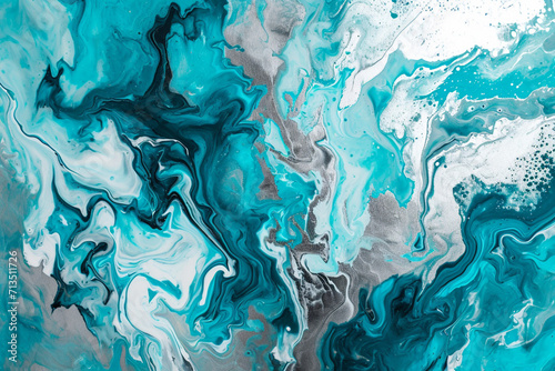 abstract modern original background made in the style of fluid art,turquoise and silver,the concept of creative advertising and design,the basis for the banner