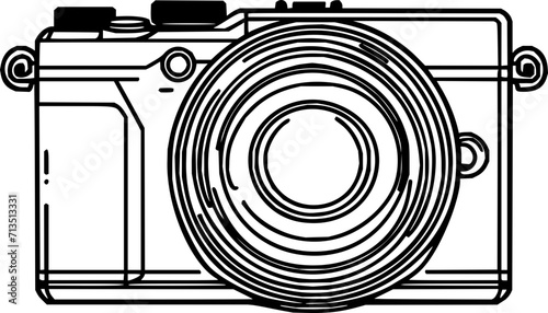 Line art illustration of a camera