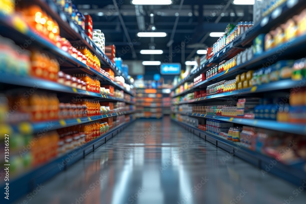 blurry product and food aisles in supermarket Generative AI blurry product and food aisles in supermarket Generative AI