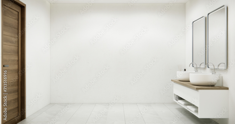 Fototapeta premium Hand washing sink in the bathroom modern japan style. 3D illustration rendering