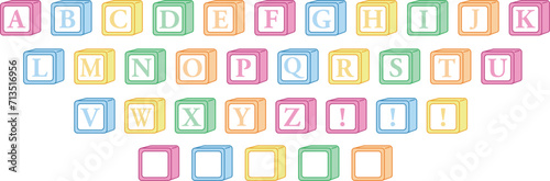 Pastel Color Alphabet ABC Block Vector Clipart Set	
 photo