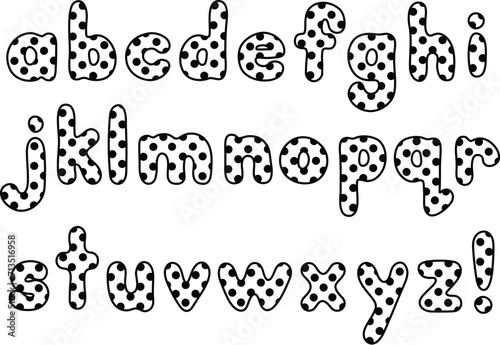 Lowercase Polka Dot Birthday Alphabet Letters Clipart - Transparent Outlines