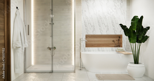 White Bathroom modern zen toilet japan style .3D rendering