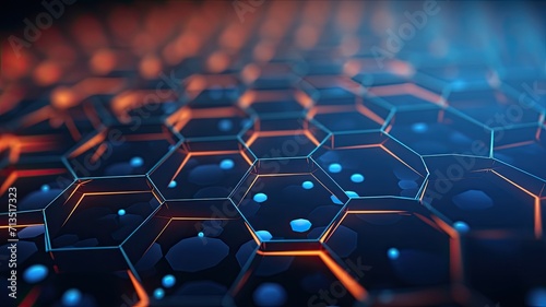 an abstract background with a hexagon network, showcasing the interconnectedness of technology, the modern and dynamic essence of a technological network in visual form.