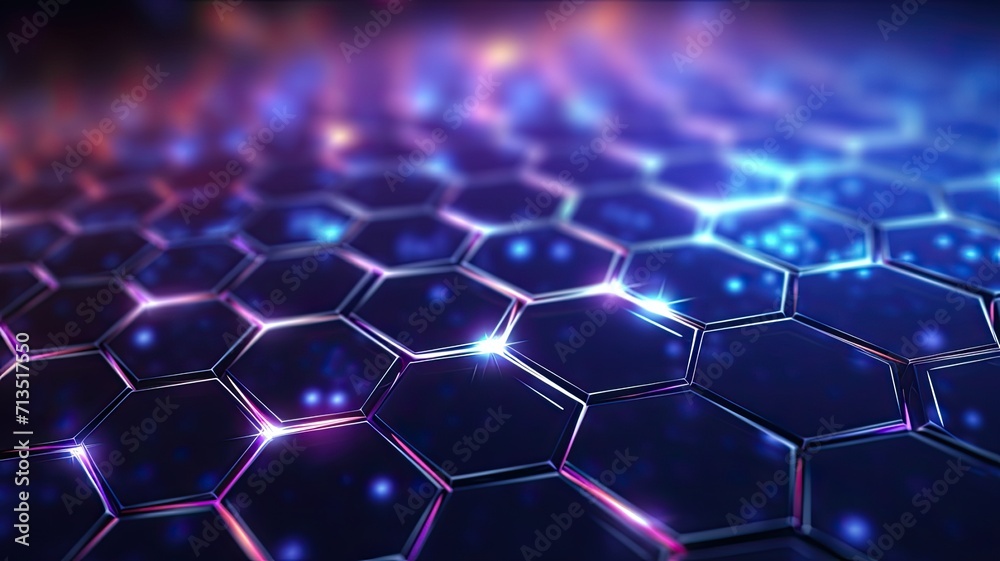 an abstract background with a hexagon network, showcasing the interconnectedness of technology, the modern and dynamic essence of a technological network in visual form.