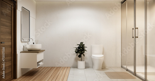 shower in white bathroom modern minimal style.