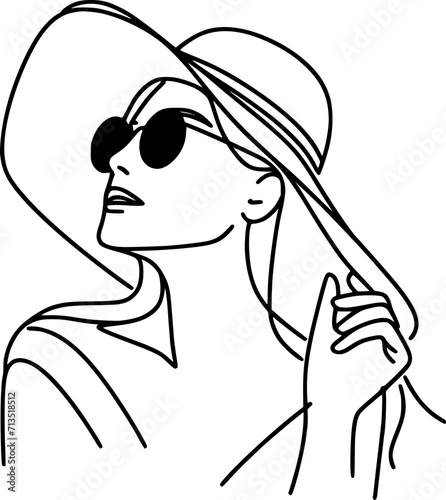 Beautiful woman wearing hat vector illustration