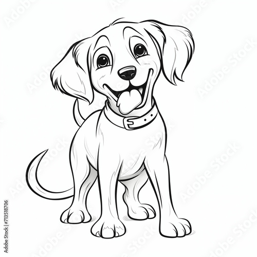 The dog is standing and smiling. Linear painting without colors. Coloring page. Generated from AI