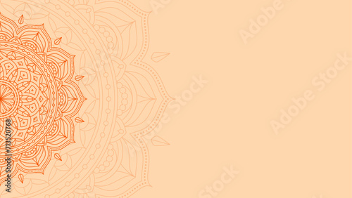 Opulent Lotus Harmony Of Orange Peel Simple Background Decorated with Intricate Mandala Lines Vector Design photo