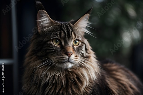 Maine coon cat outside cinematic shot background wallpaper