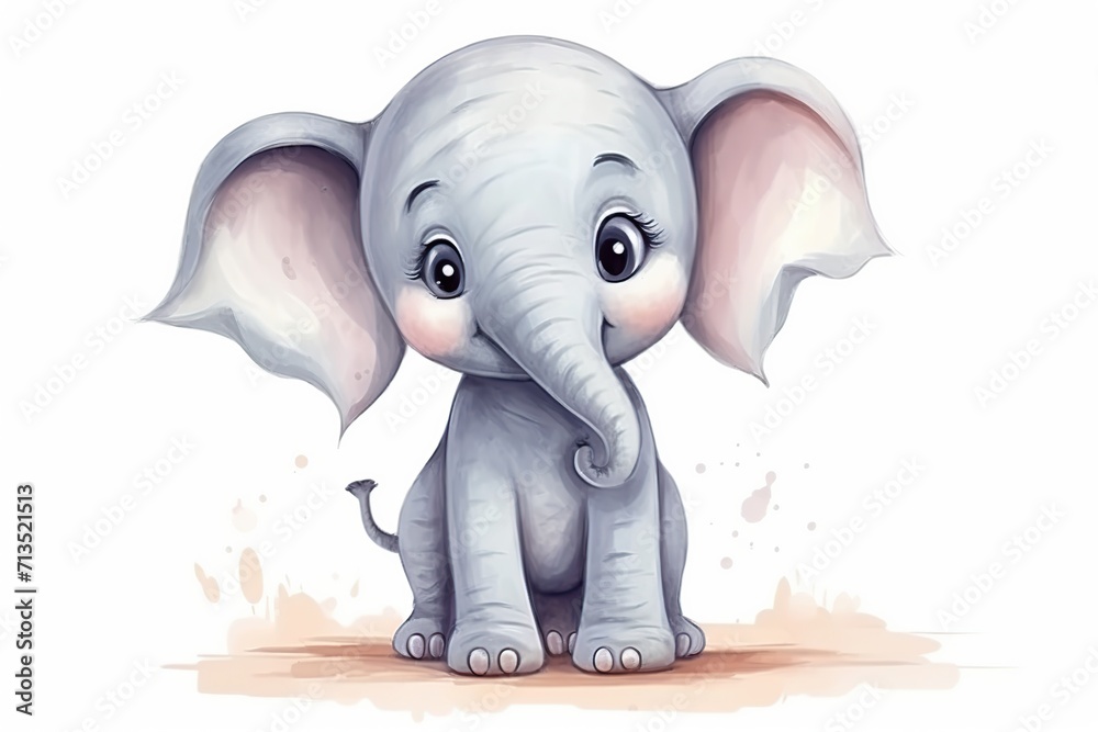 Illustration of african elephant on white background
